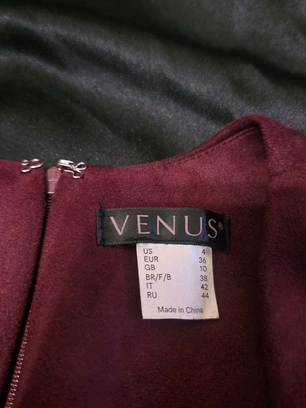 VENUS Burgundy Faux Suede Mini Dress Stretch Bow Tie - Picture 8 of 12